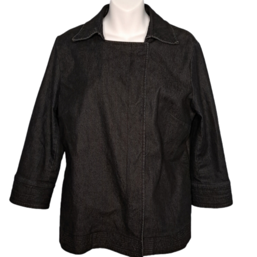 APOSTROPHE STRETCH - Dark Wash - Denim Jacket with Cufflinks - Size Lg - EUC